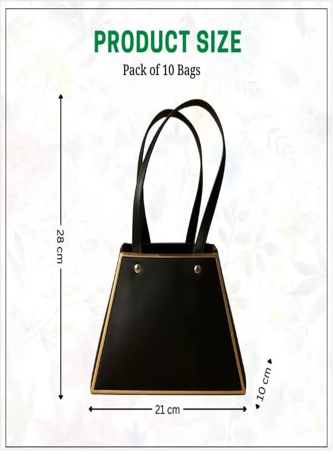 اويسيس مجموعة أواسيس من 10 أكياس هدايا باقات زهور بمقابض | أكياس هدايا عيد الحب لها وله | أكياس هدايا لحفلات الزفاف، وأعياد الميلاد، وحفلات توديع العزوبية، وحفلات استقبال المولود | 13×13×10 سم | ذهبي وأسود - Image 3